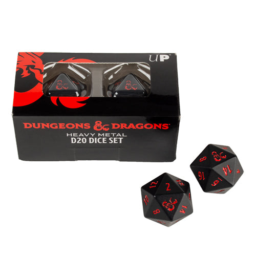 Ultra Pro - Dungeons & Dragons - Heavy Metal Black and Red D20 Dice Set