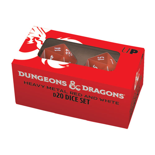 Ultra Pro - Dungeons & Dragons - Heavy Metal D20 Red and White Dice Set