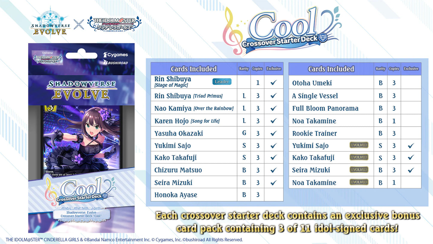 [Shadowverse: Evolve] CSD02b THE IDOLM@STER CINDERELLA GIRLS -Cool- Crossover Starter Deck